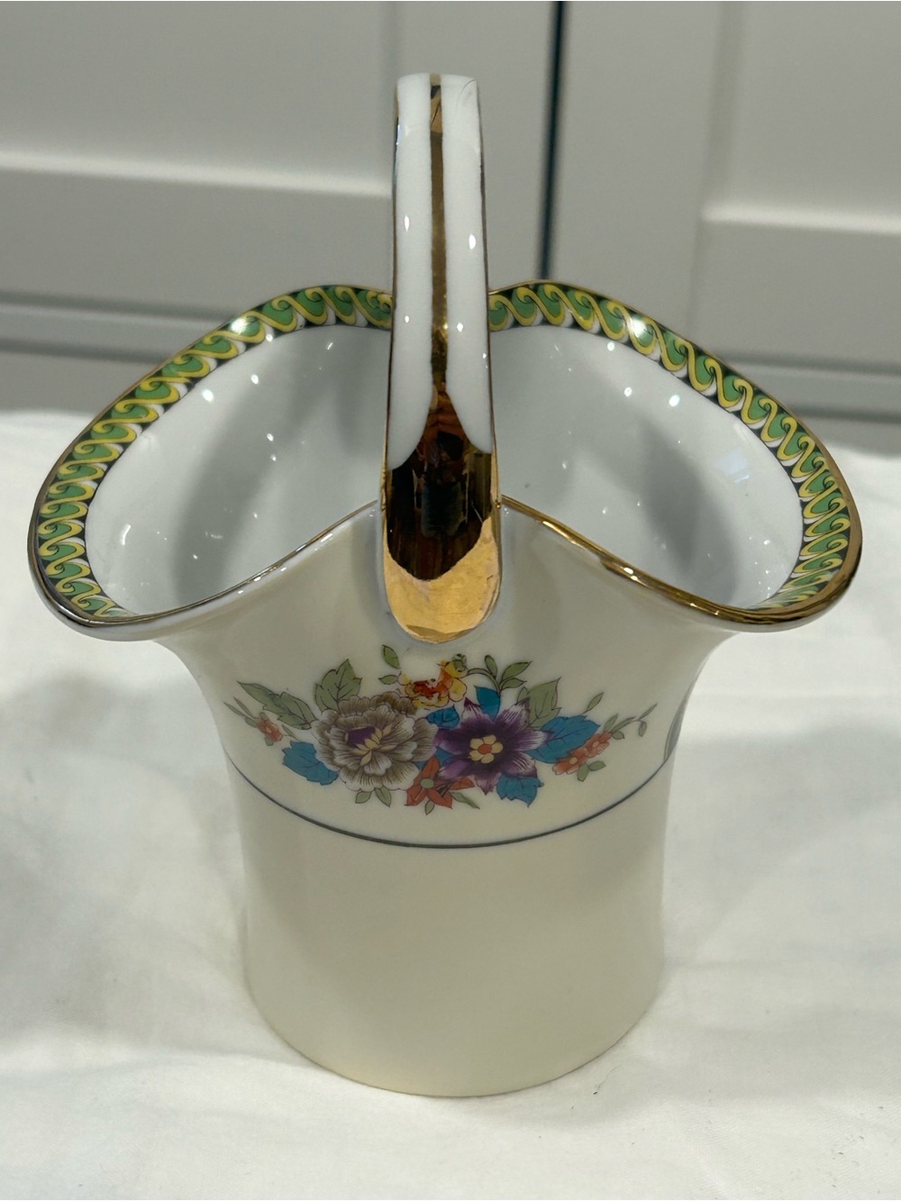 Vintage Noritake/Japan Handled Porcelain Basket/Creamer